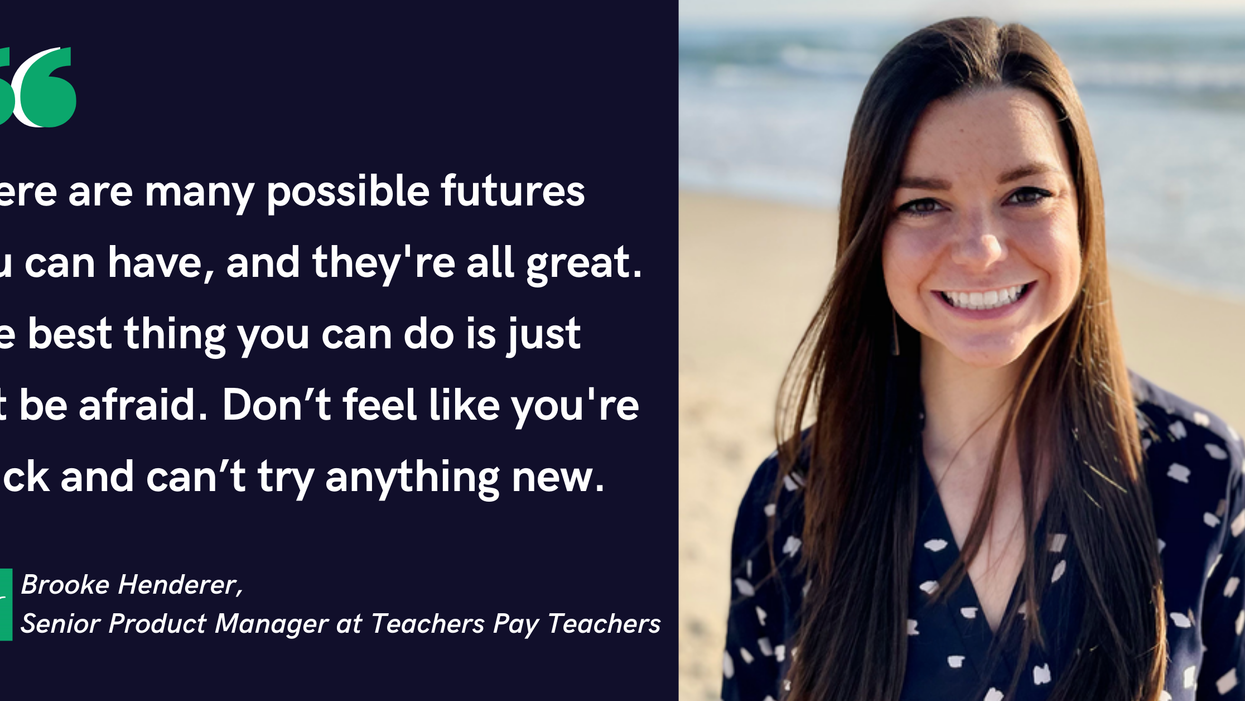 Banner with quote from Brook Henderer, Senior Product Manager at Teachers Pay Teachers