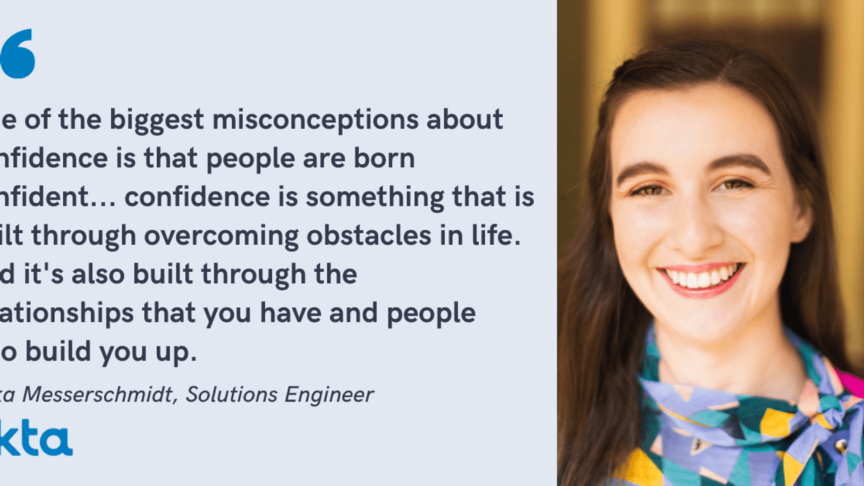 Banner with quote from Erika Messerschmidt, Solutions Engineer from Okta