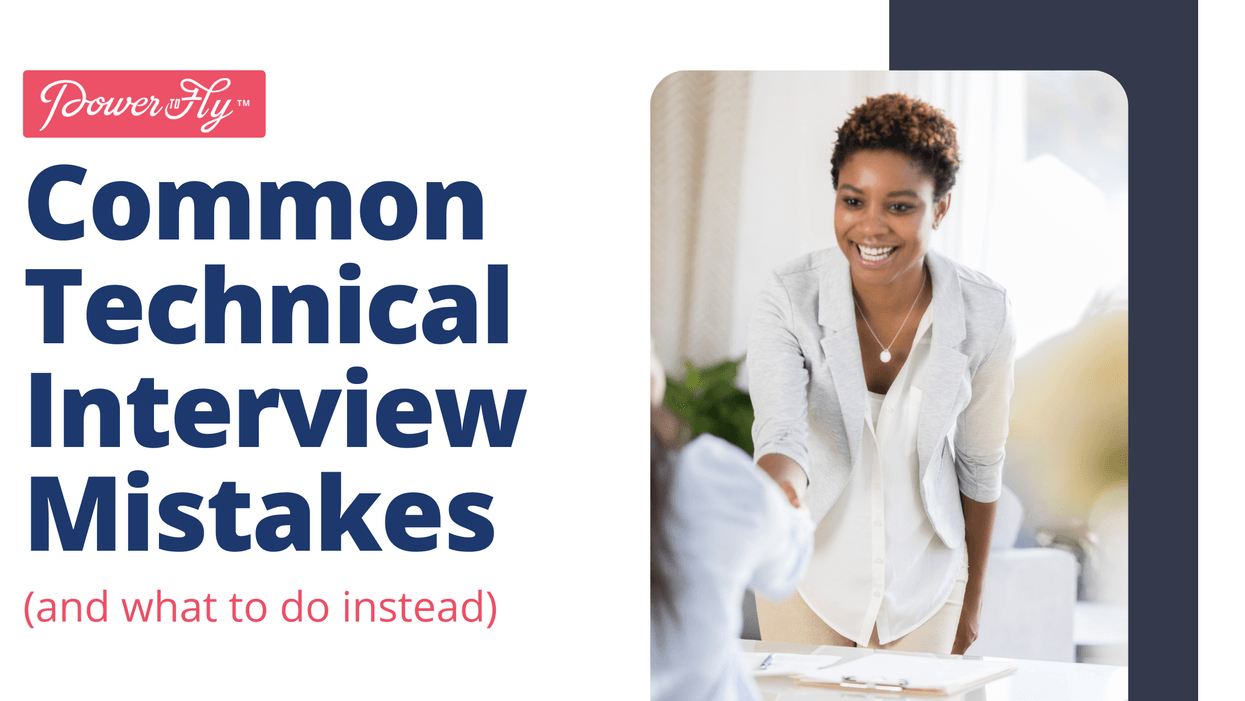 Blog post banner with a person smiling and title Common Technical Interview Mistakes