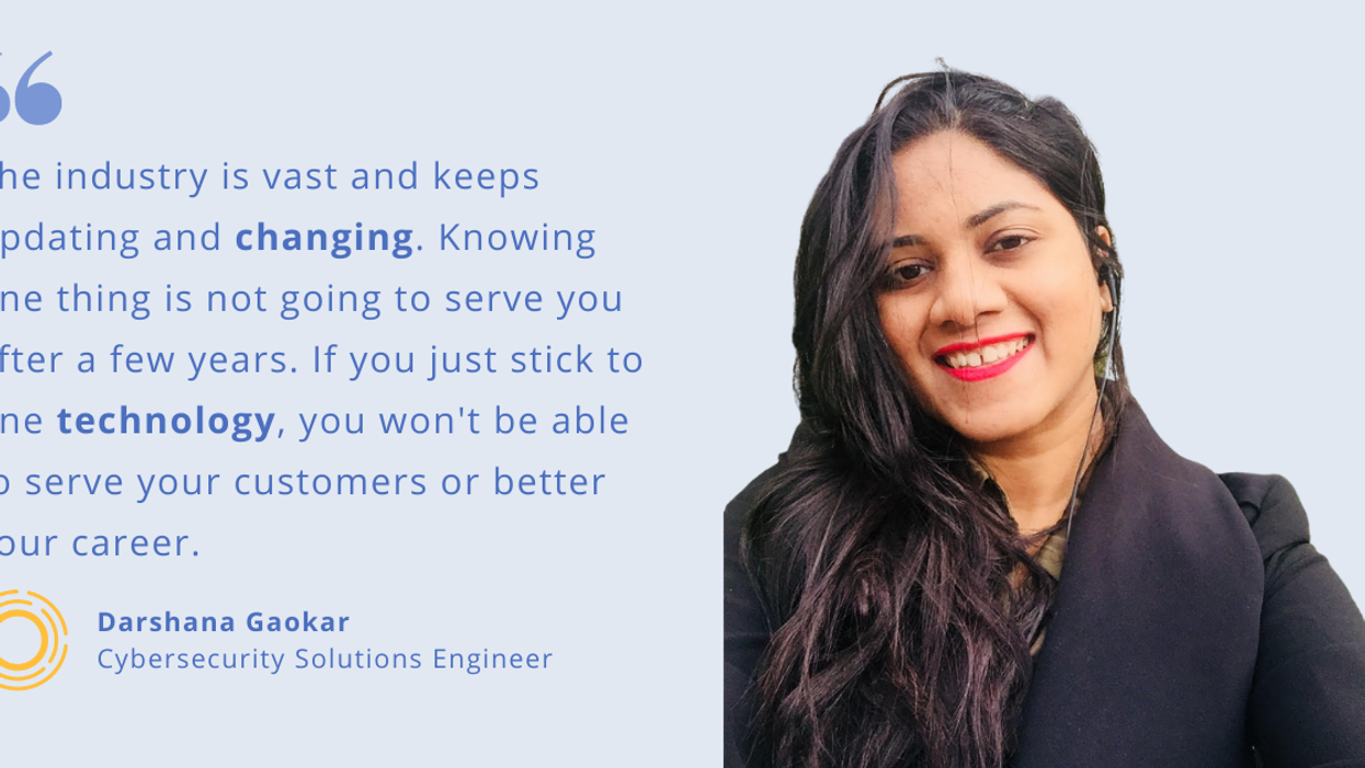 Blog post banner with quote from Darshana Gaokar, Cybersecurity Solutions Engineer at Myriad360