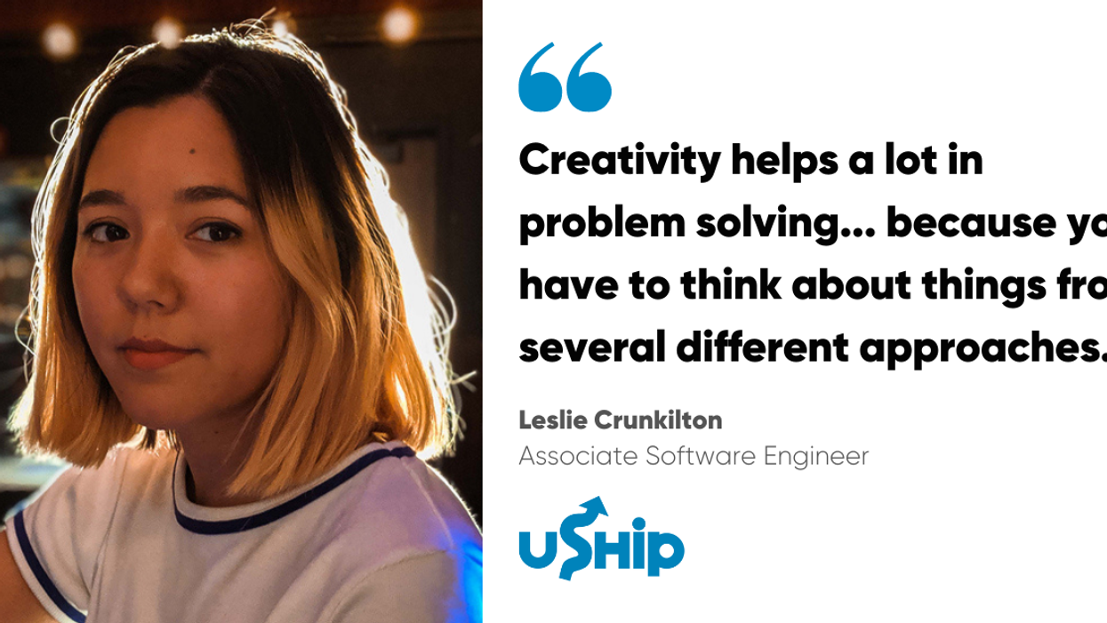 Blog post banner with quote from Leslie Crunkilton, Associate Software Engineer at uShip
