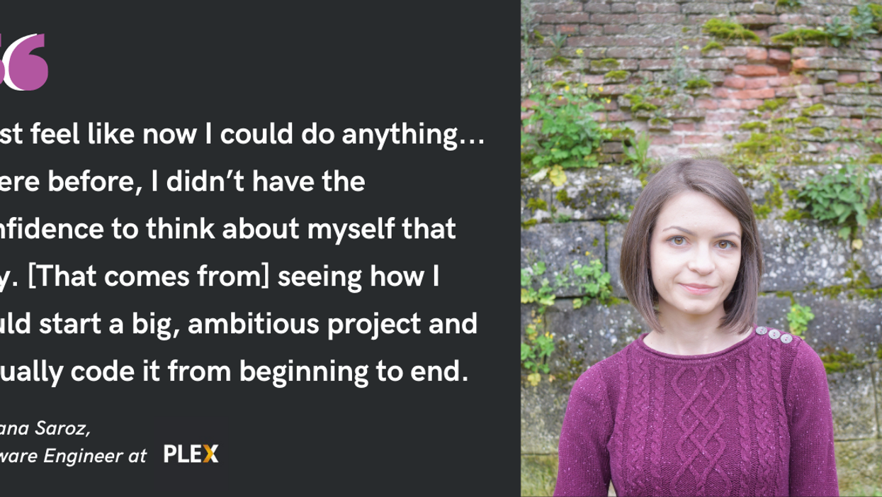 Blog post header with a quote from Adriana Saroz, Software Engineer at Plex