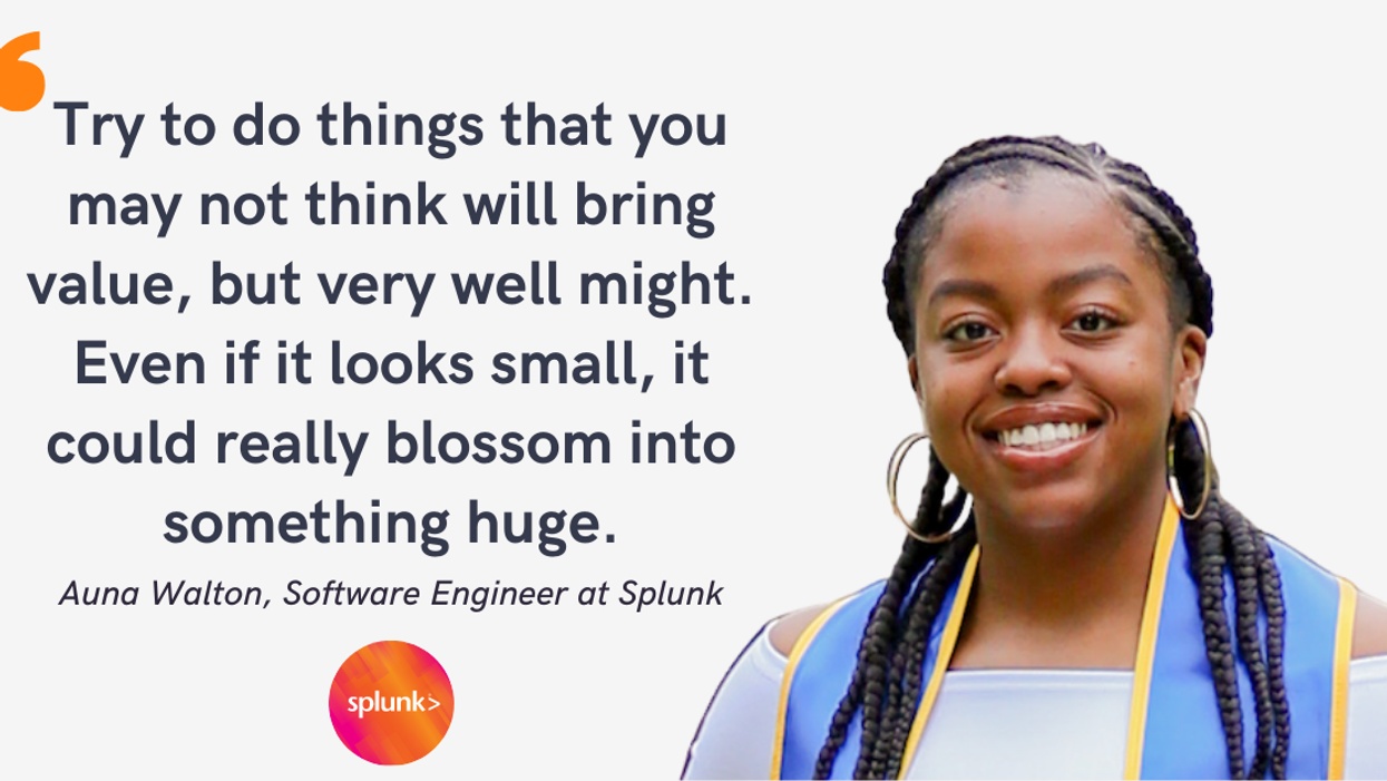 Blog post header with quote from Auna Walton, Software Engineer at Splunk