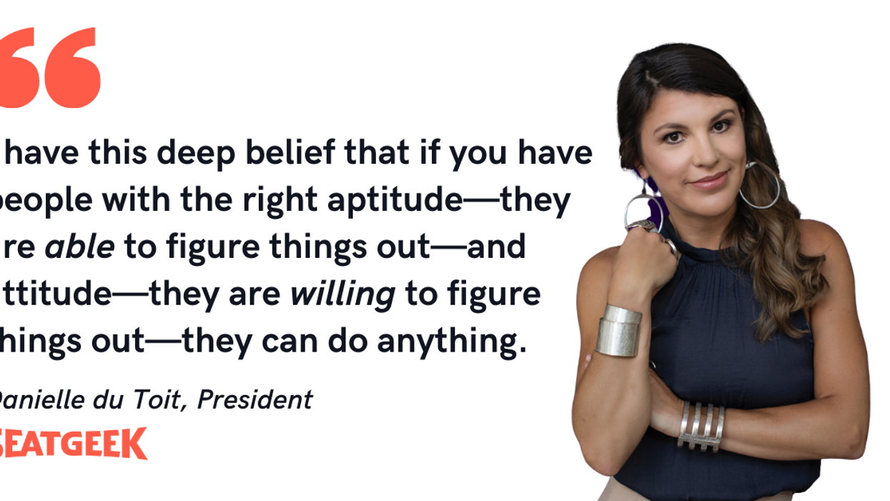Blog post header with quote from Danielle du Toit, President of SeatGeek