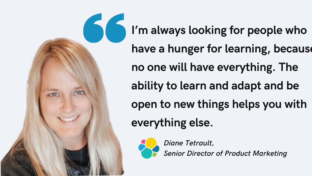 Blog post header with quote from Diane Tetrault, Senior Director of Product Marketing at Elastic