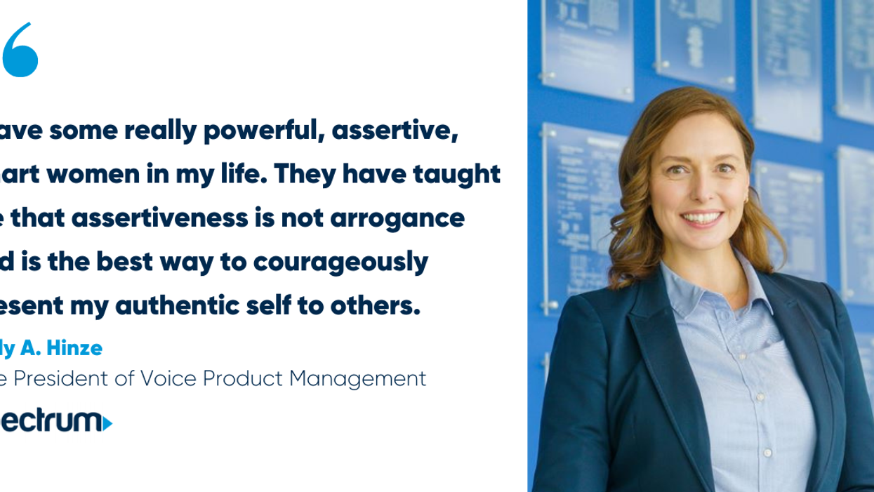 Blog post header with quote from Holly A HInze, VP of Voice Product Management at Spectrum