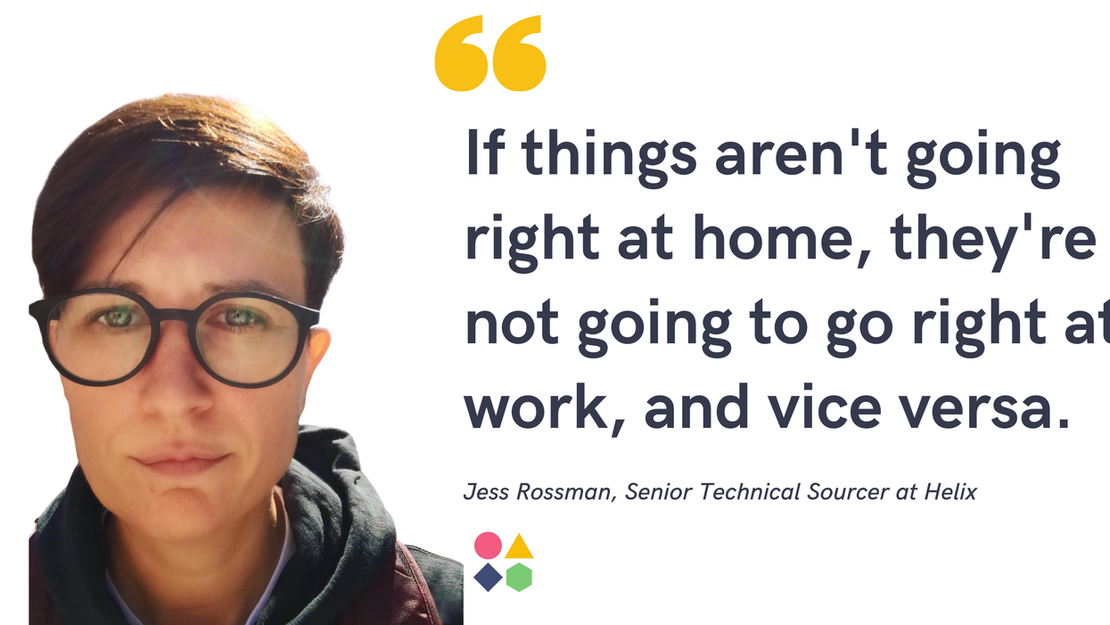 Blog post header with quote from Jess Rossman, Senior Technical Sourcer at Helix