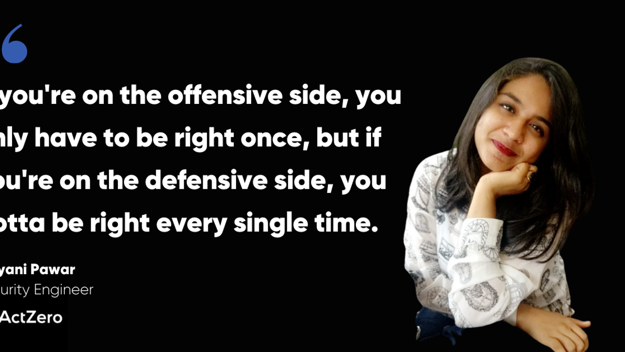 Blog post header with quote from Kalyani Pawar, Security Engineer at ActZero