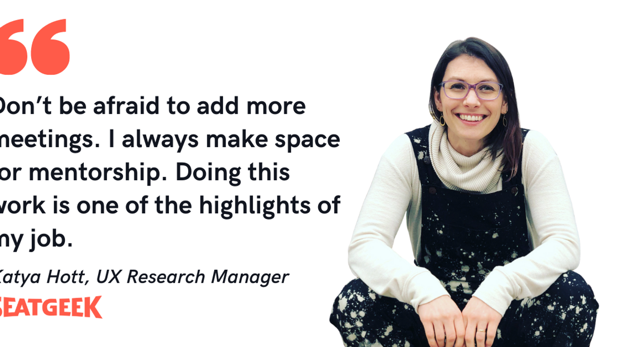 Blog post header with quote from Katya Hott, UX Research Manager at Seatgeek
