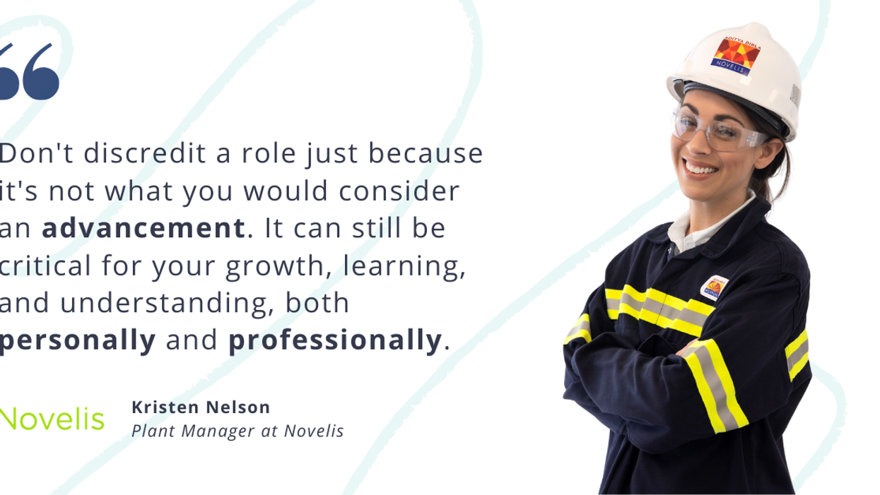 Blog post header with quote from Kristen Nelson, Plant Manager, Oswego, at Novelis