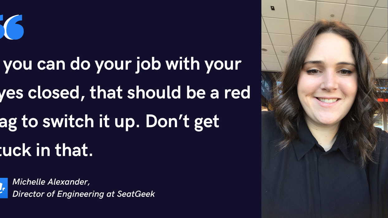 Blog post header with quote from Michelle Alexander, Director of Engineering at SeatGeek