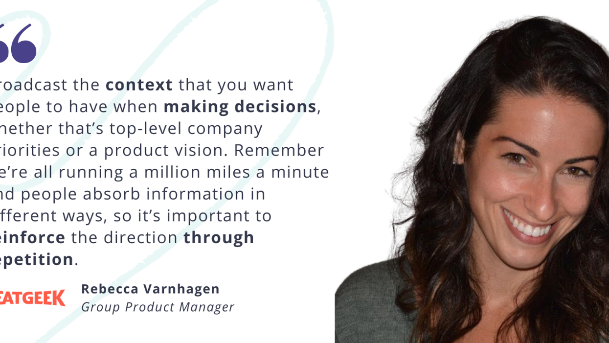Blog post header with quote from Rebecca Varnhagen, Group Product Manager at SeatGeek