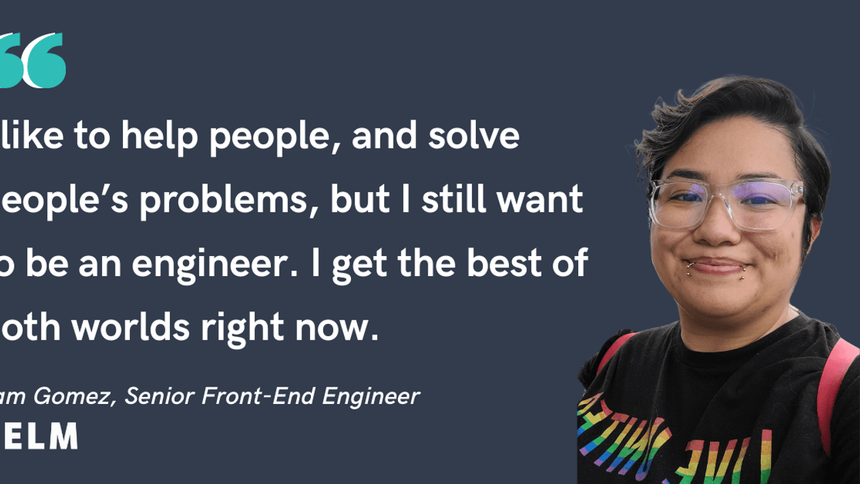 Blog post header with quote from Sam Gomez, Senior Front-End Engineer at Helm