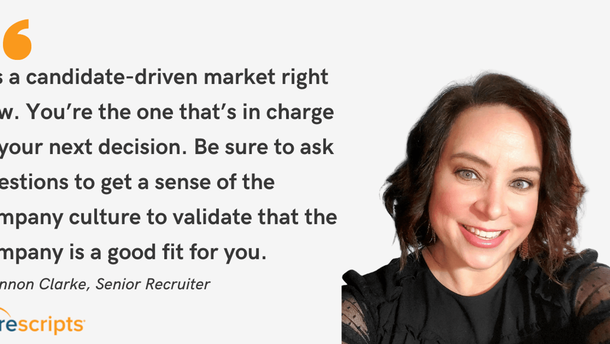 Blog post header with quote from Shannon Clarke, Senior Recruiter at Surescripts