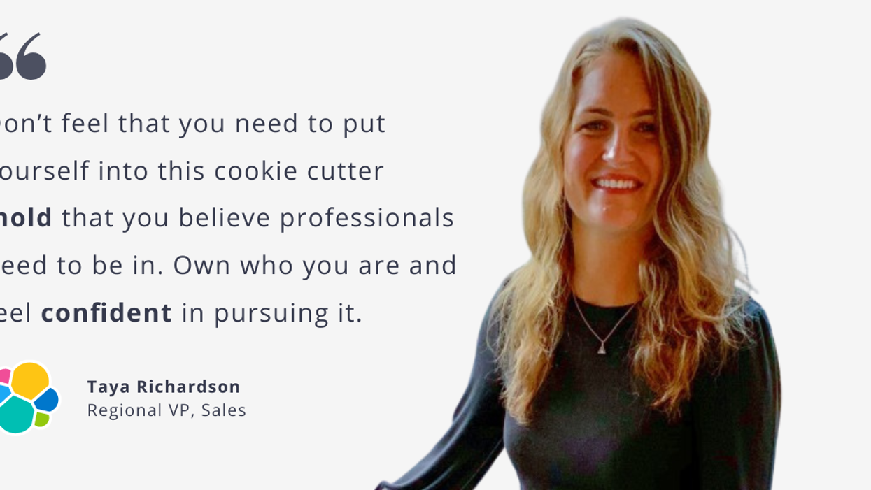 Blog post header with quote from Taya Richardson, Regional VP, Sales at Elastic