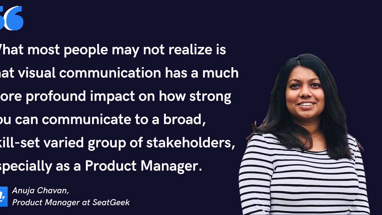 Blog post image with quote from Anuja Chavan, Production Manager at SeatGeek