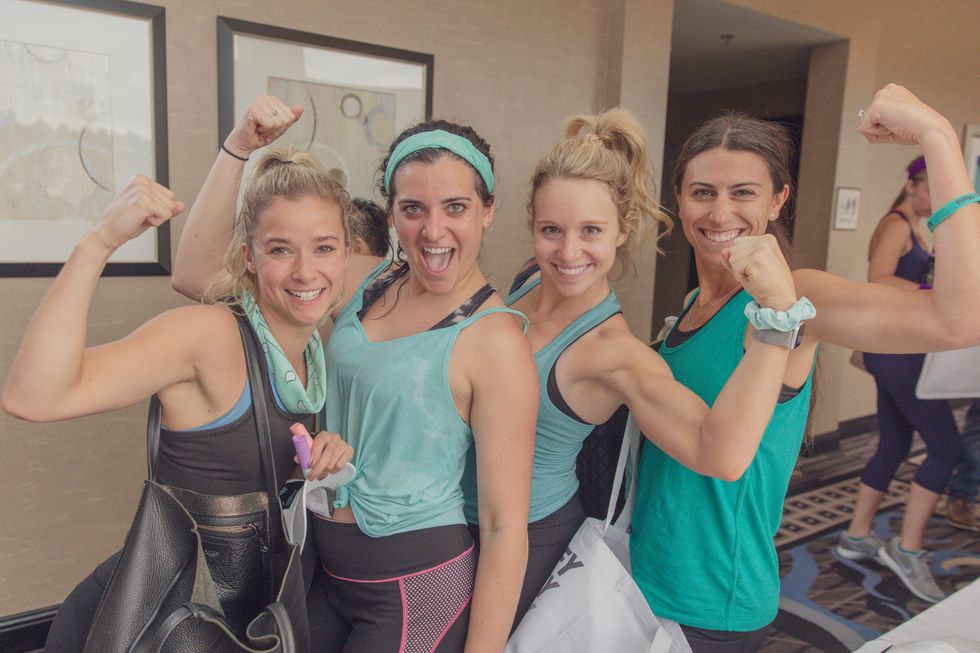 women at videoamp flexing